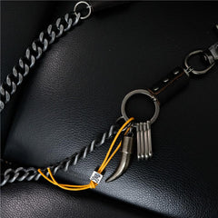 Cool Men's Silver Skull Long Wallet Chain Pants Chain Biker Wallet Chain For Men