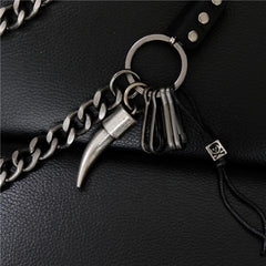 Cool Men's Silver Skull Long Wallet Chain Pants Chain Biker Wallet Chain For Men