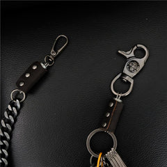 Cool Men's Silver Skull Long Wallet Chain Pants Chain Biker Wallet Chain For Men