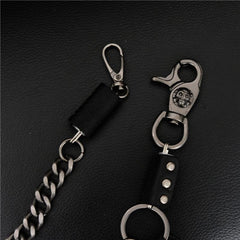 Cool Men's Silver Skull Long Wallet Chain Pants Chain Biker Wallet Chain For Men