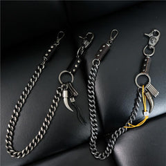 Cool Men's Silver Skull Long Wallet Chain Pants Chain Biker Wallet Chain For Men
