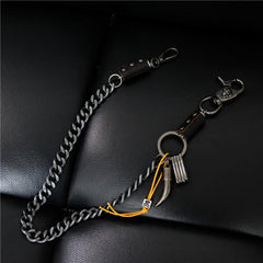 Cool Men's Silver Skull Long Wallet Chain Pants Chain Biker Wallet Chain For Men