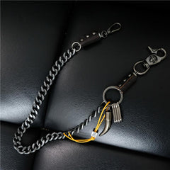 Cool Men's Silver Skull Long Wallet Chain Pants Chain Biker Wallet Chain For Men