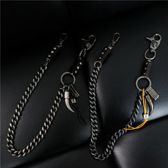 Cool Men's Silver Skull Long Wallet Chain Pants Chain Biker Wallet Chain For Men