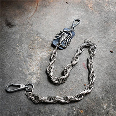 Badass Men's Silver Scorpion Long Pants Chain Punk Biker Wallet Chain For Men