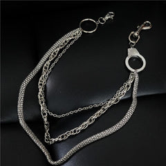 Cool Men's Silver Triple Fashion Long Punk Biker Wallet Chain Pants Chain For Men