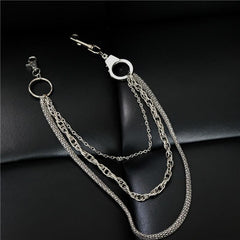 Cool Men's Silver Triple Fashion Long Punk Biker Wallet Chain Pants Chain For Men
