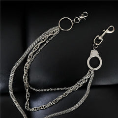 Cool Men's Silver Triple Fashion Long Punk Biker Wallet Chain Pants Chain For Men