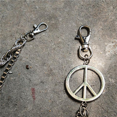 Badass Mens Double Pacifism Long Stainless steel Pants Chain Wallet Chain For Men