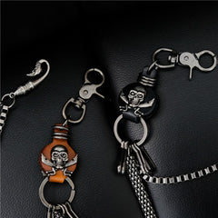 Badass Mens Leather Skull Key Chain Long Pants Chain Biker Wallet Chain For Men