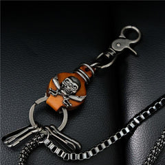 Badass Mens Leather Skull Key Chain Long Pants Chain Biker Wallet Chain For Men
