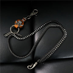 Badass Mens Leather Skull Key Chain Long Pants Chain Biker Wallet Chain For Men