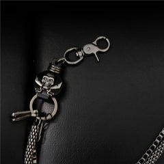 Badass Mens Leather Skull Key Chain Long Pants Chain Biker Wallet Chain For Men