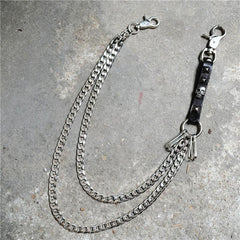 Badass Mens Skull Double Stainless steel Key Chain Long Pants Chain Wallet Chain For Men