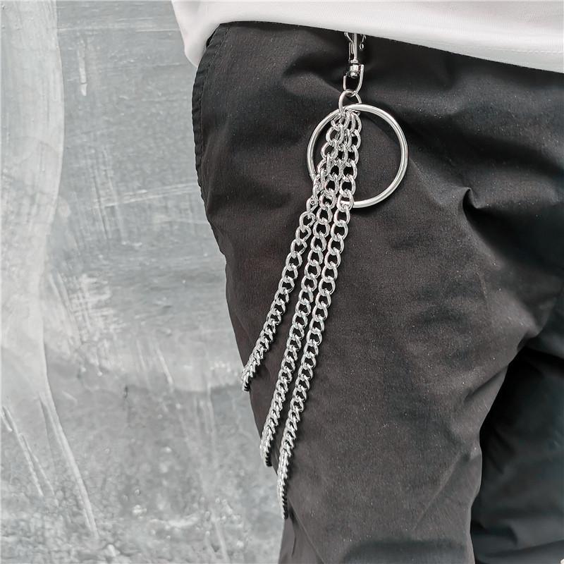 Badass Punk Mens Womens Long Three-Layer Hip Hop Pants Chain Wallet Ch