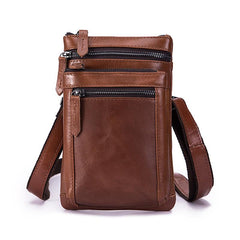 Brown Leather Men's Belt Pouch Small Shoulder Bag Side Bag Waist Bag Belt Bag For Men