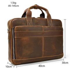 Vintage Brown Leather Men's 14‘’ Laptop Briefcase Professional Briefcase Computer Bag For Men