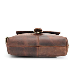 Vintage Brown Leather Men's Vertical Messenger Bag Small Side Bag Vertical Messenger Bag For Men