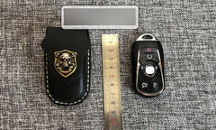Handmade Black Leather Mens BUICK Lacrosse Car Key Case Beige Regal Car Key Holder with Belt Loop/Belt Clip