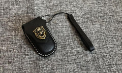 Handmade Black Leather Mens BUICK Lacrosse Car Key Case Beige Regal Car Key Holder with Belt Loop/Belt Clip