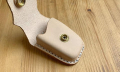 Handmade Beige Leather Mens Volkswagen Golf Car Key Case Car Key Holder with Belt Loop/Belt Clip
