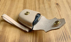 Handmade Beige Leather Mens Volkswagen Golf Car Key Case Car Key Holder with Belt Loop/Belt Clip