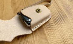 Handmade Beige Leather Mens Volkswagen Golf Car Key Case Car Key Holder with Belt Loop/Belt Clip