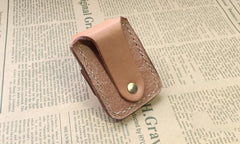 Handmade Mens Beige Leather Classic Zippo Lighter Case Black Zippo Lighter Holder with Belt Loop