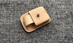 Mens Beige Leather Classic Handmade Zippo Lighter Cases Tan Zippo Lighter Holder with Belt Clip