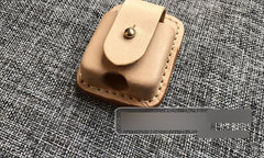 Mens Beige Leather Classic Handmade Zippo Lighter Cases Tan Zippo Lighter Holder with Belt Clip