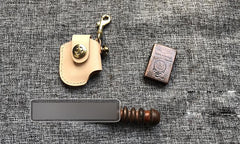 Handmade Mens Beige Leather Classic Zippo Lighter Case  Zippo Lighter Holder with Belt Clip