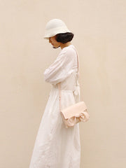 Beige LEATHER WOMEN Bowknot SHOULDER BAG FOR WOMEN