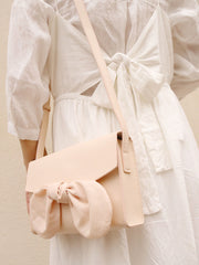 Beige LEATHER WOMEN Bowknot SHOULDER BAG FOR WOMEN