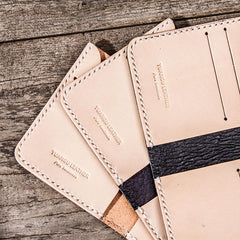 Beige Leather Men Slim Small Wallet Bifold billfold Wallet for Men