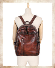 Best Green Leather Rucksack Womens Vintage School Backpack With Rivet Leather Backpack Purse