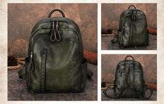 Best Leather Rucksack Womens Vintage School Backpacks With Rivet Leather Backpack Purse