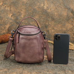 Best Brown Leather Womens Phone Shoulder Bag Small Handmade Handbag Purse for Ladies