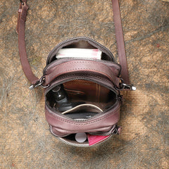 Best Coffee Leather Womens Phone Shoulder Bag Small Handmade Handbag Purse for Ladies