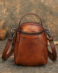 Best Brown Leather Womens Phone Shoulder Bag Small Handmade Handbag Purse for Ladies