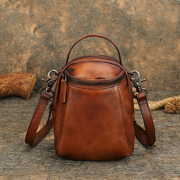Best Coffee Leather Womens Phone Shoulder Bag - Side View