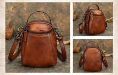 Best Brown Leather Womens Phone Shoulder Bag Small Handmade Handbag Purse for Ladies