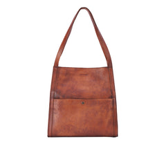 Best Brown Leather Womens Square Totes Handbag - Interior View