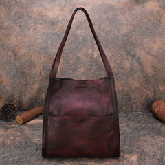 Best Brown Leather Womens Square Totes Handbag - Bill Slots Detail