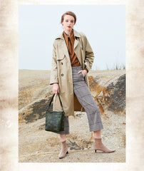 Best Green Leather Womens Vintage Tote Handbag - Interior View