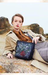 Best Green Leather Womens Vintage Tote Handbag - Closure Detail