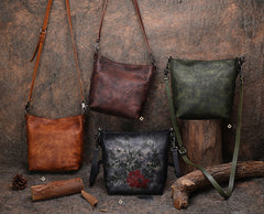 Best Green Leather Womens Vintage Tote Handbag - Size Detail
