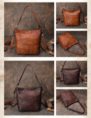 Best Green Leather Womens Vintage Tote Handbag - Full View