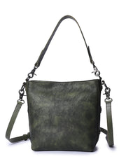 Best Green Leather Womens Vintage Tote Handbag - Wallet Flat Lay