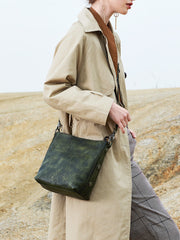 Best Brown Leather Womens Vintage Tote Handbag - Leather Detail