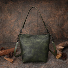 Best Green Leather Womens Vintage Tote Handbag Handmade Tote Crossbody Purse for Ladies